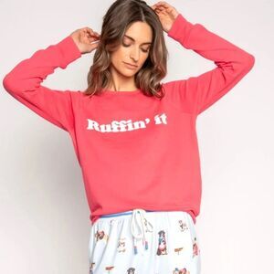 EUC PJ Salvage 'Ruffin it' Soft Lightweight Long Sleeve Sweatshirt in Pink XS